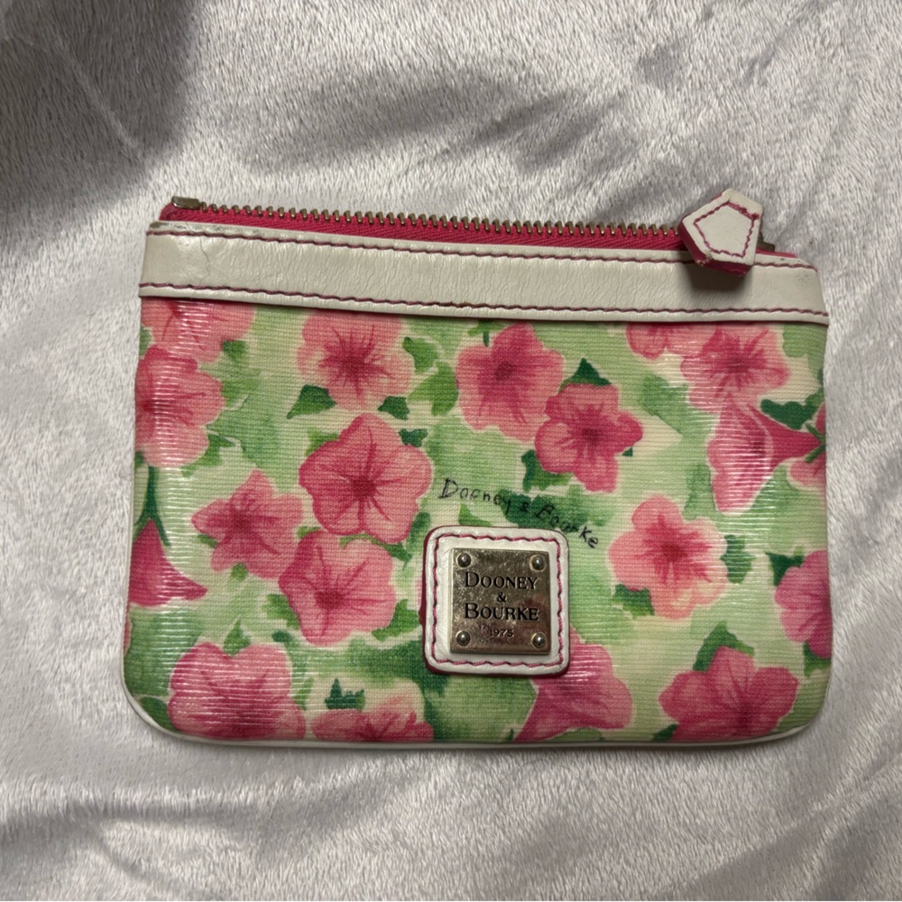 Dooney & Bourke Green and Pink Floral Card Holder